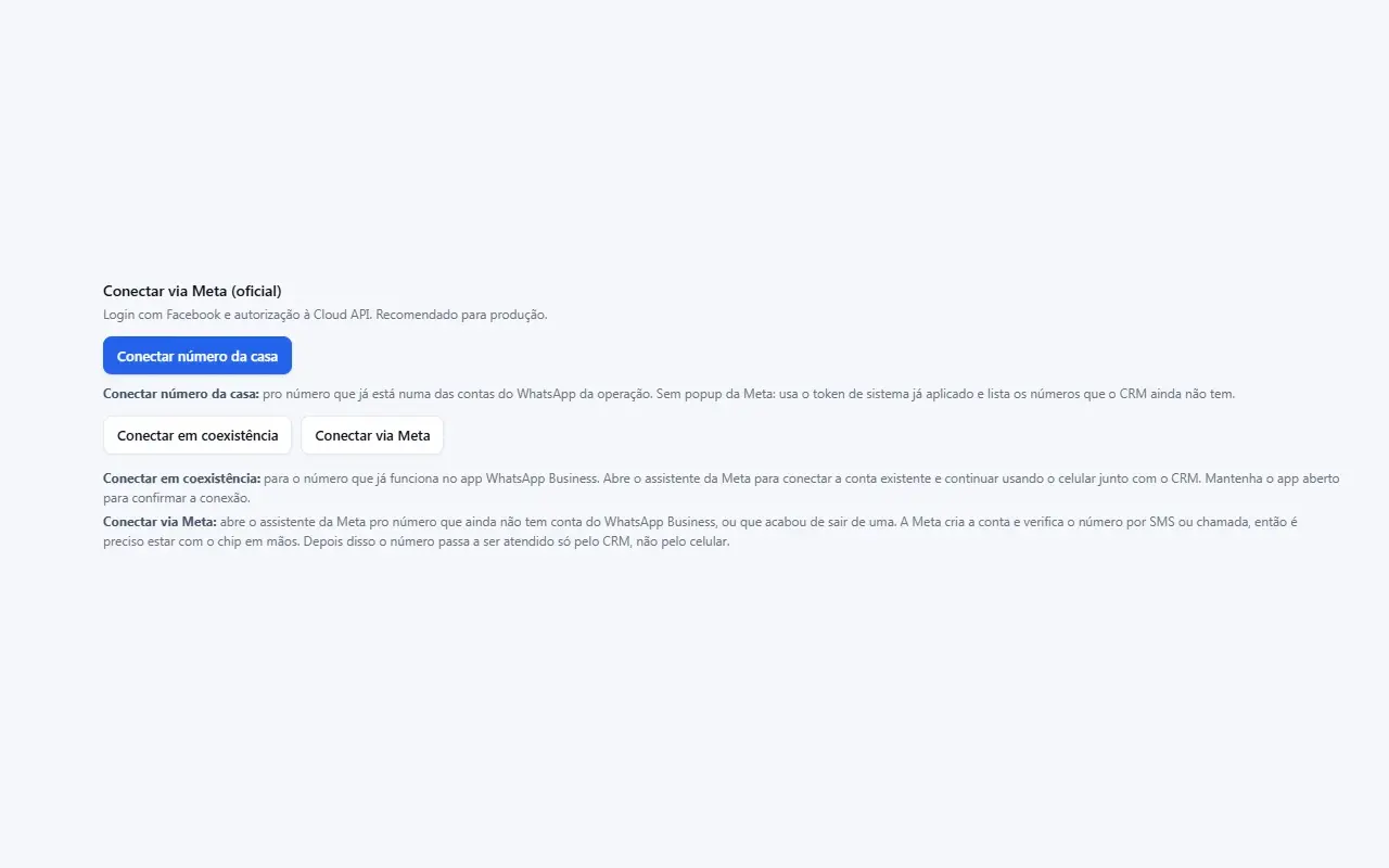 Prévia do CRM Platform, com dados sensíveis ocultados. Versão desktop.